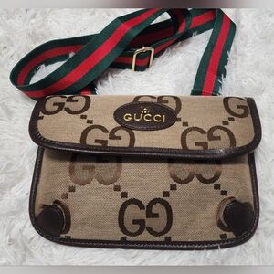 Beige and Dark Brown GG Pattern Bag